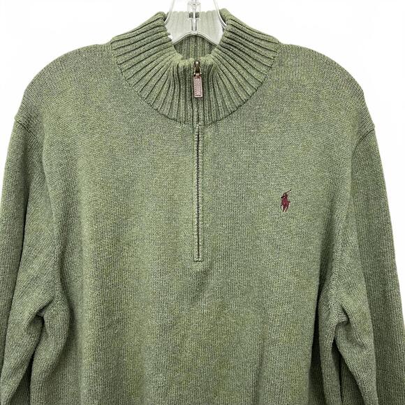 Ralph Lauren Other - Polo Ralph Lauren Men’s XXL 2XL 1/4 Zip Green 100% Cotton Sweater Pullover Knit